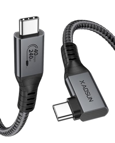 XAOSUN Right Angle USB 4 Cable for 90 Degree Thunderbolt 4 Cable Grey 3.3FT - size: 3.3FT