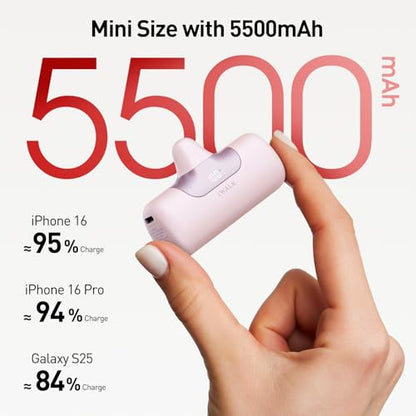 iWALK Portable Charger 5500mAh Next-Gen Small Power Bank 22.5W Fast Charging Battery USB-C Portable Phone Charger for iPhone 18/17/16/15 17 Plus 17 Pro Max iPad, Samsung Galaxy S25 S24 Android, Pink - color: Pink