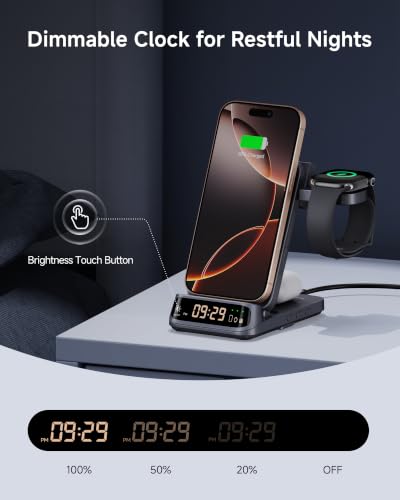 3-in-1 Charging Station for iPhone 18 Pro/18 Pro Max, 17/16/15/14/13/12 Series (Not for iPhone Duo), for Apple Watch 12/Ultra 4 & AirPods, SwanScout 708A (NO Adapter)