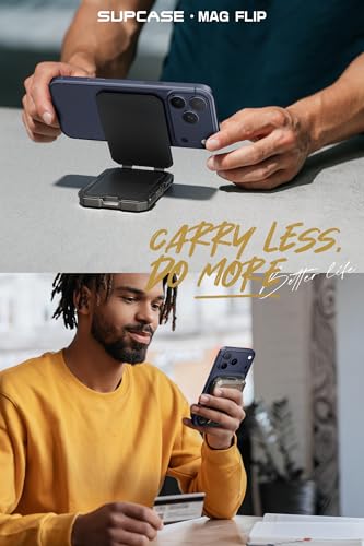 SUPCASE for MagSafe Wallet with Adjustable Stand, Hold 5 Cards, Black | RFID Blocking, Strong Magnetic Lock, Magnetic Wallet for Men, Phone Card Holder Tripod for iPhone 17/16/15/14/13/12 Series - color: Black