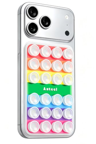 Anteel Silicone Suction Cup Phone Case Mount, Non Slip Sticky Grip for Cellphone, Silicon Adhesive Suction Cup Mount, Strong Grip Holder for Selfies and Videos, 2.4" x 3.8" (RainbowClear) - color: RainbowClear