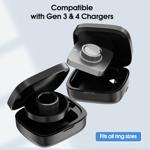 Charging Case Compatible with Oura Ring Gen 5/4/3 Official Charger, Portable Wireless Charging Box with 1000mAh Capacity, Fits All Ring Sizes, 30-Day Runtime (Official Charger Not Included) - color: Black