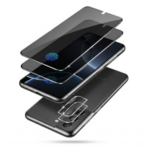 (2+2Pack)Galaxy S22 Plus Privacy Screen Protector Tempered Glass,with 2 Pack Camera Lens Protector, 9H Hardness 2D Curved Full Coverage Bubble Free Support Fingerprint, for Galaxy S22 Plus 5G 6.6 Inch - color: Galaxy S22 Plus Privacy Screen Protector
