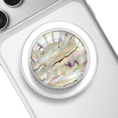 Clear Crystal Natural Sea Shell Mother of Pearl Transparent Magnetic Phone Grip Compatible with Magsafe，Collapsible Mobile Phones Stand Holder for Smartphone Tablet - Colorful - color: Colorful