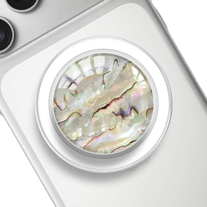 Clear Crystal Natural Sea Shell Mother of Pearl Transparent Magnetic Phone Grip Compatible with Magsafe，Collapsible Mobile Phones Stand Holder for Smartphone Tablet - Colorful - color: Colorful