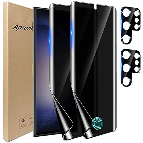 2+2 Pack for Samsung Galaxy S26 Ultra Screen Protector Privacy Film [Not Glass] With Camera Lens Protector, Fingerprint Unlock, Anti-Spy Flexible,Full Coverage，Anti-Scratch Shock-Resistant - size: S26 Ultra