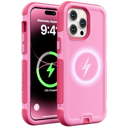 Follaroma for iPhone 14 Pro Max Case, Compatible with MagSafe, Heavy Duty Shockproof Protective Phone Case, Anti-Drop Protection, Dual Layer Magnetic Phone Cover for iPhone 14 Pro Max, 6.7", Pink - color: Pink, size: iPhone 14 Pro Max 6.7''