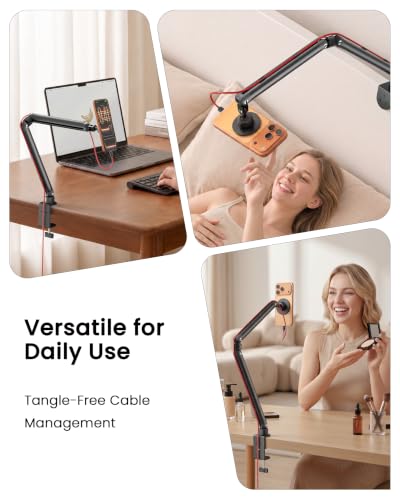 Magnetic Phone Holder for Bed, Adjustable Phone Arm Mount for Desk