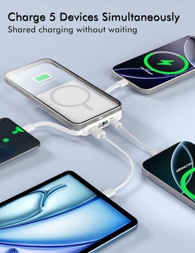 podoru for Magsafe Power Bank, 10000mAh Magnetic Portable Charger - color: White