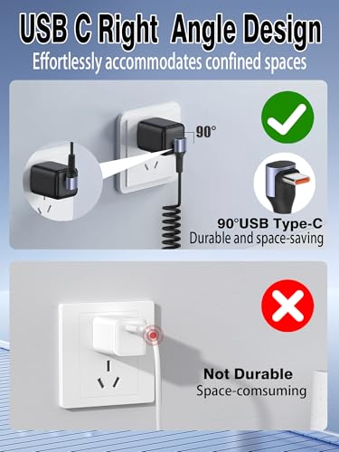YACSEJAO 66W 90 Degree USB C Retractable Spring Splitter Cable - style: Type C+Mirco USB