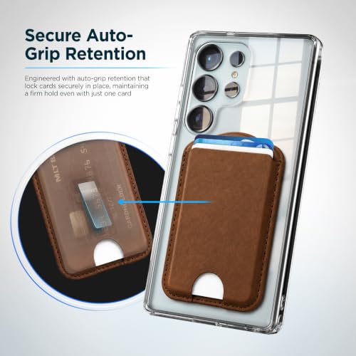 ENCASED Magnetic Wallet for Samsung Phones (Compatible with MagSafe) Premium PU Leather Slim Card Holder Designed for Galaxy S26, S26 Plus, S26 Ultra (Brown) - color: Brown