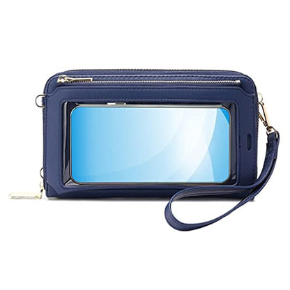 Lady Crossbody Shoulder Bag Mobile Phone Purse Transparent Window Touch Screen Wallet Waterproof Anti-scratch - color: D