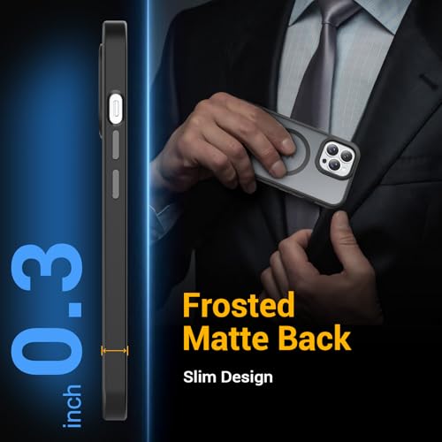 for iPhone 14 Pro Max Case, Compatible with Magsafe, Anti-Yellowing, Military-Grade Protection, Shockproof Slim Magnetic Phone Case Cover, Transparent - color: B-Black, size: iPhone 14 Pro Max