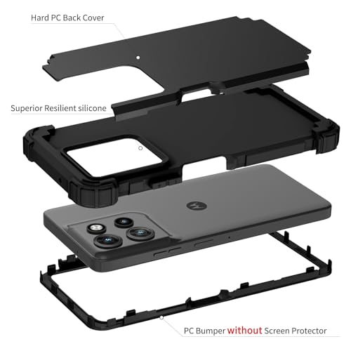 Phone Case for Motorola Moto G Power 2025/Moto G Play 5G 2025 Hard Cover Shockproof Soft Silicone Bumper Hybrid Three Layer Heavy Duty Grip Rugged Protective Cell GPower GPlay XT2515-1 Black - color: Black