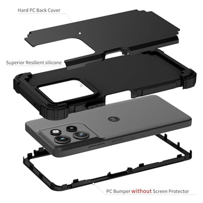 Phone Case for Motorola Moto G Power 2025/Moto G Play 5G 2025 Hard Cover Shockproof Soft Silicone Bumper Hybrid Three Layer Heavy Duty Grip Rugged Protective Cell GPower GPlay XT2515-1 Black - color: Black