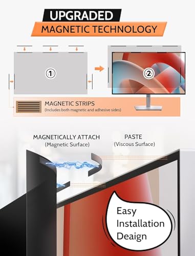 2 Pack- 32 Inch 16:9 Magnetic Privacy Screen for Frameless Computer Monitor - size: 32 Inch (Diagonal) - 16:9 Aspect Ratio