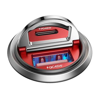 MRGLAS 90W USB C Car Charger Fast Charging [Invisible & All Metal Design] - color: Red