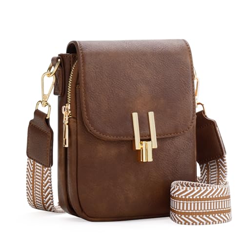 GOIACII Phone Purse Crossbody Bags for Women Small Travel Wallet Touch Screen RFID Blocking - color: Y03 Brown