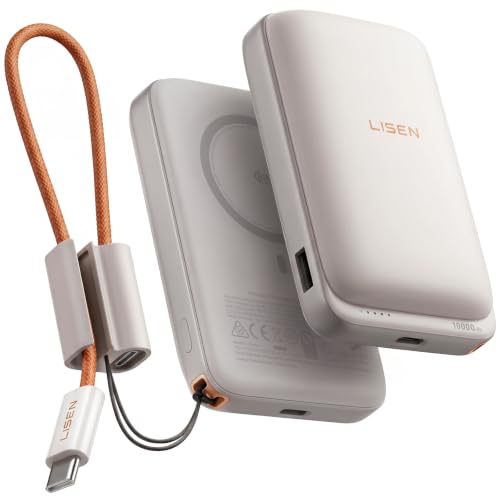 LISEN Magnetic Portable Charger Power Bank for iPhone 10000mAh - color: Sandstone Khaki