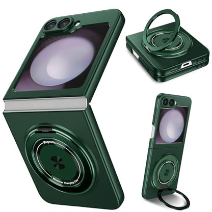 Magnetic Case for Samsung Galaxy Z Flip 6, [Compatible with MagSafe] Military Grade Shockproof Slim fit Samsung Z Flip 6 Phone Case with Magnetic Ring Kickstand, Green… - color: Green, size: Samsung Galaxy Z Flip 6
