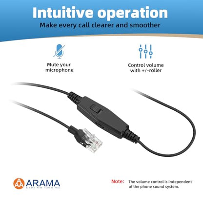Arama Telephone Headsets for Yealink Phones, RJ9 Office Wired Headset - size: Mono-A600Y
