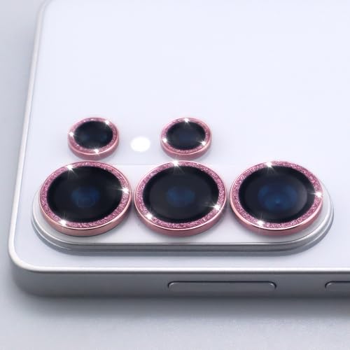 for Samsung Galaxy S26 Ultra Camera Lens Protector, Bling Glitter Metal Ring Tempered Glass Lens Cover Accessories (Pink) - color: Pink