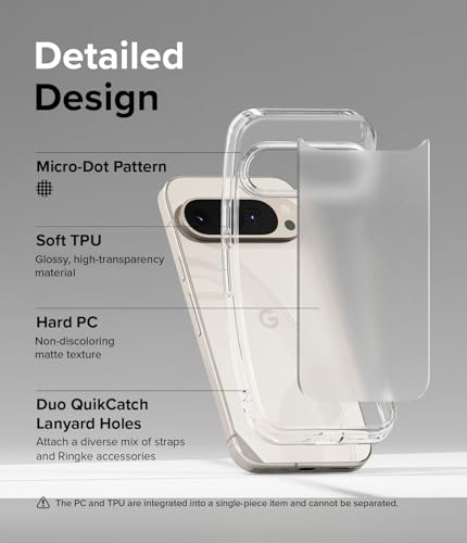 Ringke for Google Pixel 9/9 Pro Case [Fusion Matte Clear] | Oil & Dirt Resistant, Anti-Fingerprint Technology Prevents Oily Smudges, Frosted Coating Feels Velvety Soft - size: Pixel 9 / Pixel 9 Pro