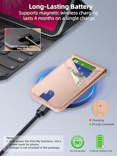 for Magsafe Wallet Stand Tracker (iOS Only) Magnetic Card Holder Finder - color: Gold Find My