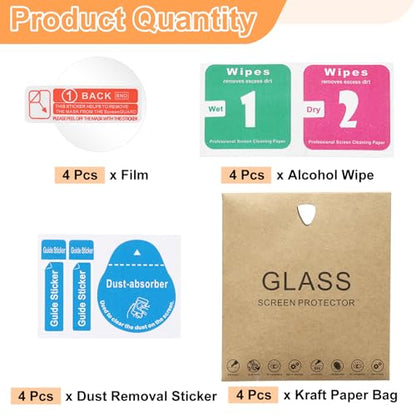 HARFINGTON 4pcs Watch Glass Screen Protector 31mm 9H Tempered Glass HD Clear Curved Edge Anti-Scratch Waterproof Round Smart Watch Dial Crystal Face Protective Film with Accessories - size: 31mm