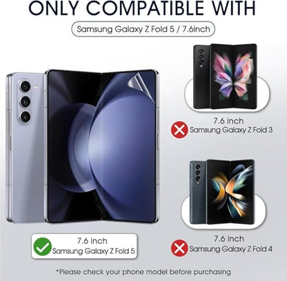 2 Sets HD Clear TPU Screen Protector for Samsung Galaxy Z Fold 5 7.6" - size: Samsung Galaxy Z Fold 5