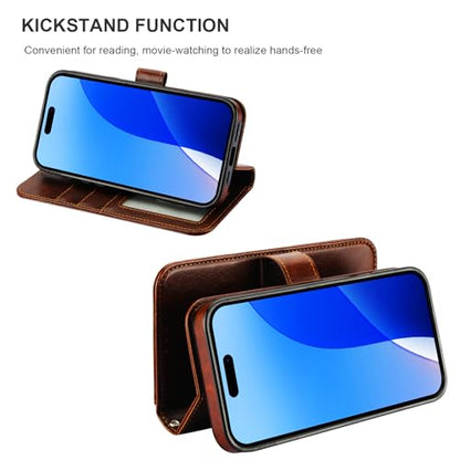 Bocasal Detachable Wallet Case Card Holder for iPhone 16 Pro Max Brown | RFID Blocking Kickstand Card Slots Holder PU Leather Magnetic Shockproof Wrist Strap Removable Flip Protective Cover 6.9 inch - color: Brown