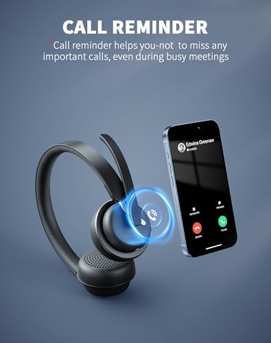awatrue Wireless Headset with Mic for Work, Noise Canceling for Clear Calls - color: Black
