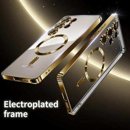 Hurgoer for Samsung Galaxy S22 Ultra Case.Soft TPU Electroplated Frame Cover with Clear Back.Drop Tested Protective Full Body Case.Thin Light Slim 【Not Magsafe】(Gold, S22 Ultra) - color: Gold, size: S22 Ultra
