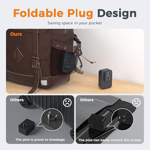 TESSAN USB C Charger Block 20W PD, Fast Charging Adapter with Foldable Plug - color: Black, size: 2 USB-C/A