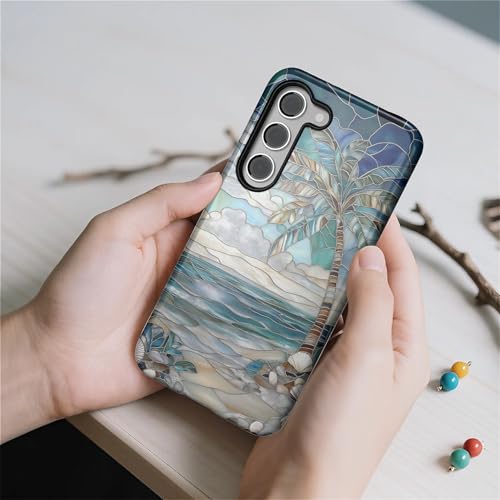 Case for Samsung Galaxy S23,Anti-Scratch Full-Body Cover Shockproof Slim Design Case,PC Hard Shell & Silicone Inner Bumper -Beach Palm Tree - color: Beach Palm Tree, size: Galaxy S23