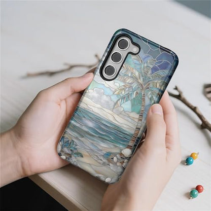 Case for Samsung Galaxy S23,Anti-Scratch Full-Body Cover Shockproof Slim Design Case,PC Hard Shell & Silicone Inner Bumper -Beach Palm Tree - color: Beach Palm Tree, size: Galaxy S23