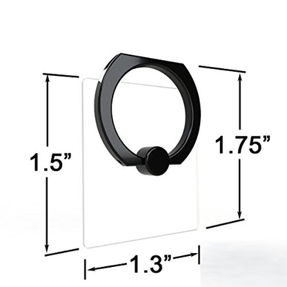 Transparent Phone Ring Holder Grip 360 Degree Free Rotation, Clear Cell Phone Finger Ring Kick-Stand for - for iPhone X 8 7 Plus 6S 6 5s 5 SE, Galaxy S9 S8 S7 S6 Edge, Note 8 5 4 2 (Black)