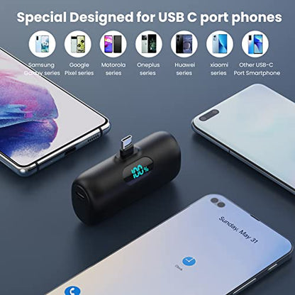 [2 Pack]Small Portable Charger for iPhone 17/16/15 Series,5000mAh 3A PD USB C Power Bank, Mini Travel Essentials Battery Pack for iPhone 17/17 Pro/16/16 Plus/16 Pro/15 Pro Max,Samsung,Android/LG etc - color: black+purple