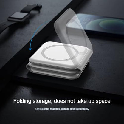 Apple Devices Charging Pad for iPhone 12 13 14 15 16 Pro Max, iWatch, Airpods - 3 in 1 Wireless, Magnetic Foldable Travel Charger Station for Multiple Apple Devices, Fast-Charging, Charger Included