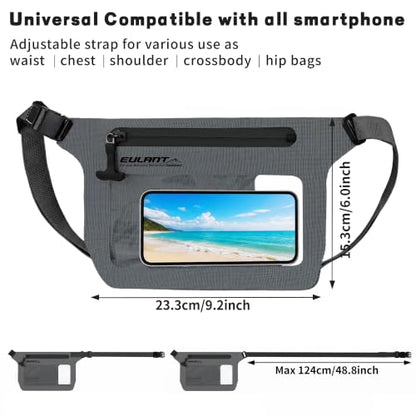 EULANT IPX8 Waterproof Phone Pouch,Reusable Fanny Pack Dry Bag | Fanny Pack Dry Bag with Screen Touch Sensitive for Beach Swimming,Boating,Kayaking,Rafting - color: Dark Gray, size: 2 PC
