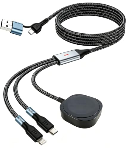 100W Multi Charging Cable for Apple iWatch/Lightning/USB C, 4FT - size: AC to C+L+iWatch(4FT)