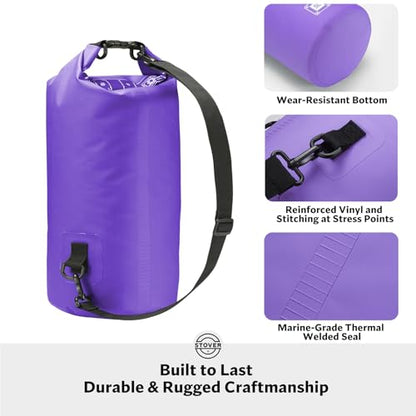 5/10/25/30/40L Waterproof Dry Bag, Small Lightweight Roll Top Dry Bag Backpack w/Waterproof Phone Case, Kayaking, Travel, Hiking, Fishing, Tubing, Camping, the Beach, Men/Women (Purple) - color: 5/10l Purple, size: 5L