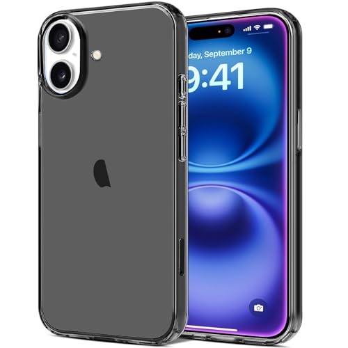 JJGoo Compatible with iPhone 16 Case Clear, Soft Transparent TPU Cover, Slim Thin Shockproof Phone Case for iPhone 16 6.1-Inch, Black - color: Black, size: for iPhone 16