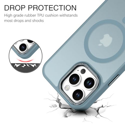 BENTOBEN Magnetic for iPhone 16 Pro Max Case,(Compatible with MagSafe) (Military Grade Drop Protection) Slim Translucent Matte Shockproof with Anti-Fingerprint Phone Case 6.9",Gray Blue - color: Gray Blue