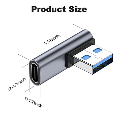 AreMe 90 Degree USB C Female to USB Male Adapter 2 Pack, Left & Right Angle - style: Left and Right Angle