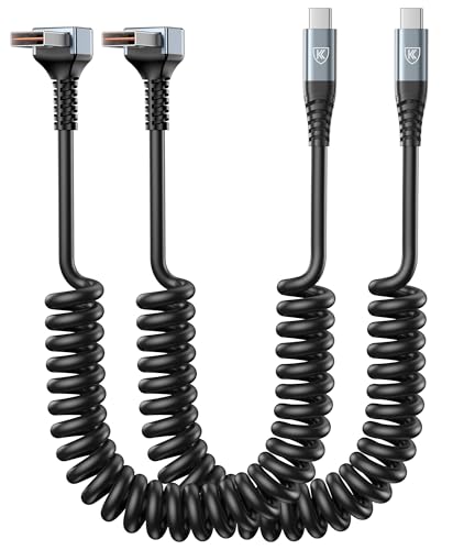 90 Degree USB A to USB C Cable, 2Pack 3ft Coiled USB Type C Cable for Car - color: Grey, size: 3FT