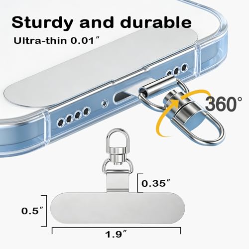 Prime Comfort Phone Tether with Carabiner Clip and 360° Tether Tab, Cell Phone Tether Lanyard with Retractable Keychain - color: Clear