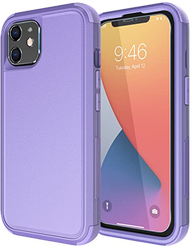 Diverbox for iPhone 11 Case [Shockproof] [Dropproof] [Tempered Glass Screen Protector],Heavy Duty Protection Phone Case Cover for Apple iPhone 11 (Purple-3in1) - color: Purple-3in1