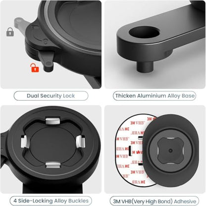 Bike Phone Mount Holder, Aluminum Bicycle Stem Clamp for MTB Road Cycling - style: Quad-Clip Stem Cap Mount