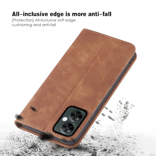 Asuwish Flip Wallet Phone Case for OnePlus Nord N30 5G/CE 3 Lite with Tempered Glass Screen Protector Magnetic Closure Folio Cover Credit Card Holder Slot Stand Oppo K11x/One Plus 1 1+ N 30/CE3 Brown - color: Brown